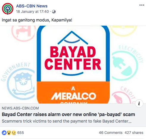 Bayad Center Scam