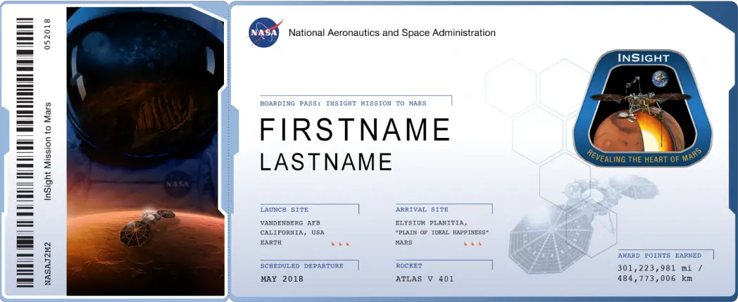 MARS Nasa "Send Your Name to Mars" Program