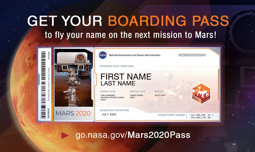 MARS Nasa "Send Your Name to Mars" Program